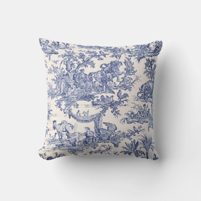 Blå engelska - fransk Toile Klassisk Elegans Kudde (Framsida)