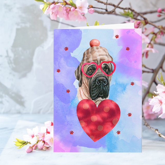 Blå engelska Mastiff Valentine Day Gift Hund Kort (Skapare uppladdad)