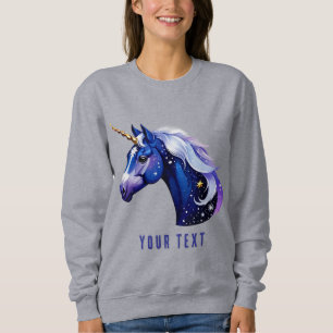 Blå Enhörnings Huvudporträtt i Stjärnig Natt Rymd T Shirt