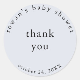 Blå Enkel Baby Shower Tack Sticker Runt Klistermärke