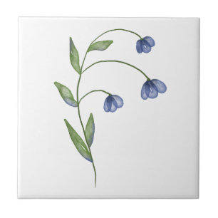 blå enkel blomma kakelplatta