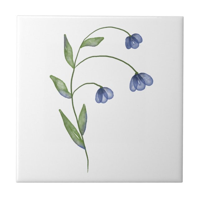 blå enkel blomma kakelplatta (Framsidan)