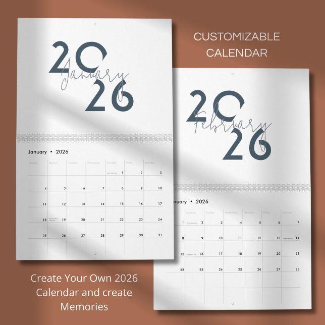 Blå Enkel Elegant 2026 Kalender (Skapare uppladdad)