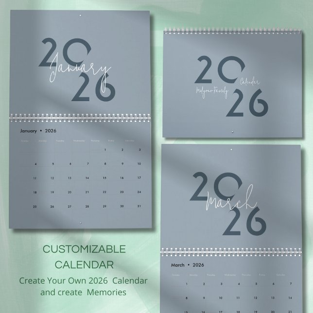 Blå Enkel Elegant 2026 Kalender (Skapare uppladdad)