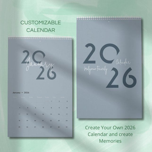 Blå Enkel Elegant 2026 Kalender (Skapare uppladdad)