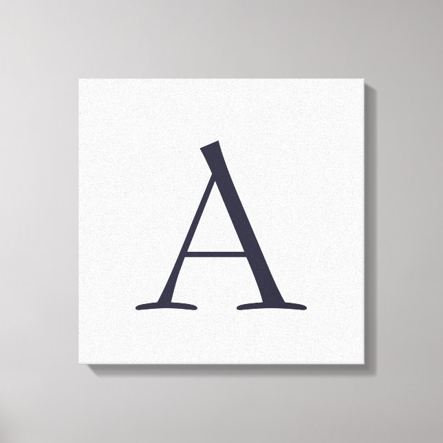 Blå Enkel Elegant Modern Monogram Initial Canvastryck (Framsida)