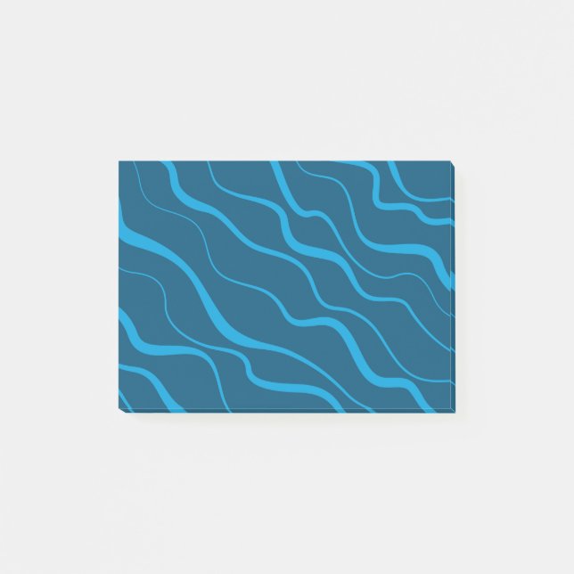 Blå, enkel, modern, cool vågabstraktion post-it block (Framsida)