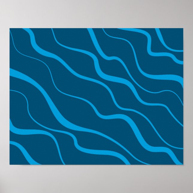 Blå, enkel, modern, cool vågabstraktion poster (Framsidan)