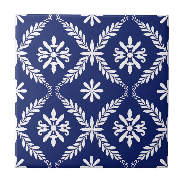 Blå Enkel Modern Geometrisk Elegant Abstrakt Kakelplatta (Framsidan)