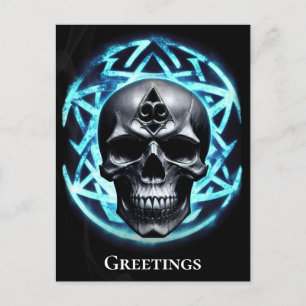 Blå Etheral Arcane Skull av mörkret Vykort