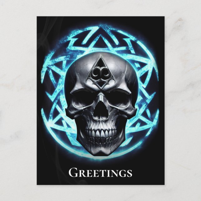 Blå Etheral Arcane Skull av mörkret Vykort (Framsida)