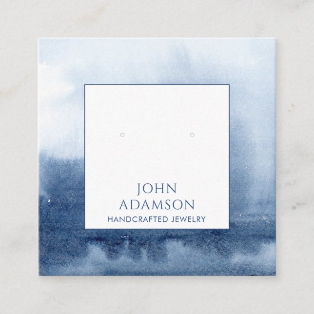 Blå etheral Watercolor Earring Visning Card Fyrkantigt Visitkort (Framsida)