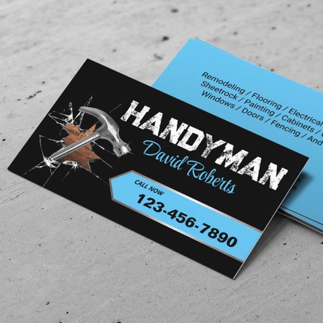 Blå etikett för handyman Reparation & Maintenance  Visitkort (Skapare uppladdad)