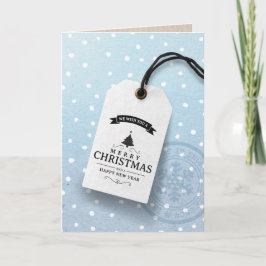 Blå etikett för visitkortet Snö Helgdag Helgkort