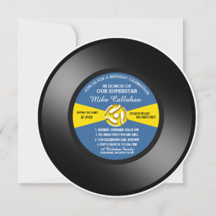 Blå etikett vinyl 45-postFödelsedagsfest Inbjudningar