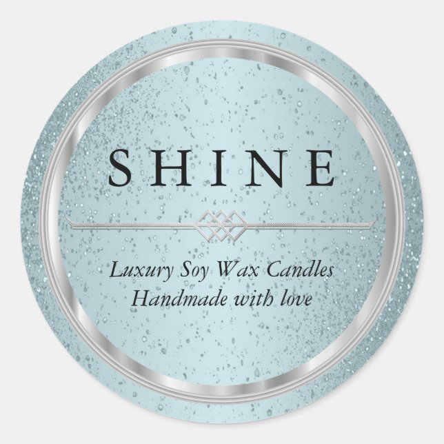 Blå etiketter för söt Metallic Silver och Aqua (Framsida)