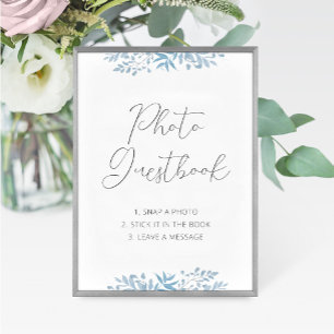 Blå Eucalyptus Bröllop Photo Guestbook-tecken