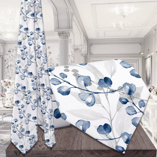 Blå eukalyptus Greenery Watercolor Bröllop Slips