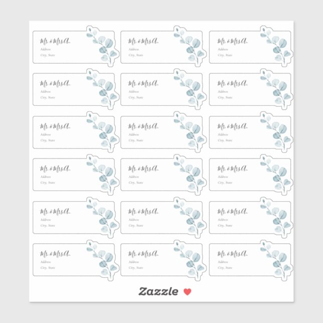 Blå Eukalyptus Kvists Gästadressetiketter Klistermärken (Ark)