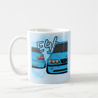 Blå europeisk sport sedan seriebil entusiast kaffemugg