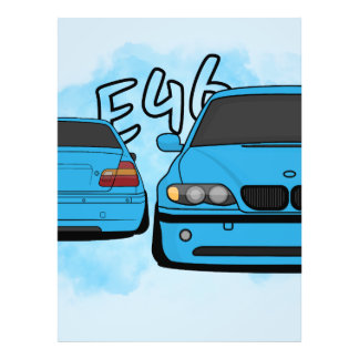 Blå europeisk sport sedan tecknad bil entusiast fototryck