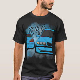 Blå europeisk sport sedan tecknad bil entusiast t shirt