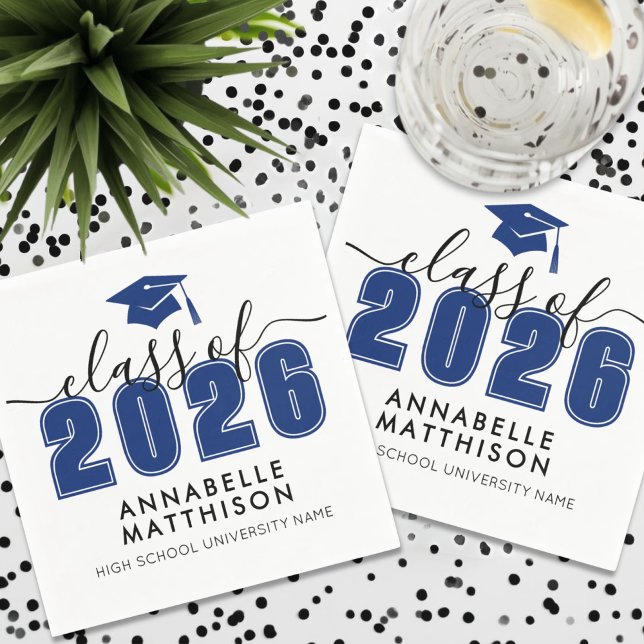 Blå Examen Pappersservett (Graduate Modern Blue Graduation Napkins)