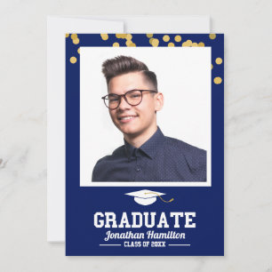 Blå examensfoto tackkort tack kort