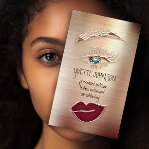 Blå Eyelash Brow Makeup Logotyp QR kod Lip Ro Red Visitkort