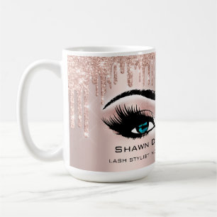 Blå Eyelash Ro Glitter Drips Makeup Bride Kaffemugg