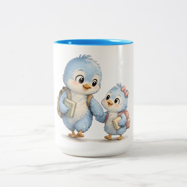 Blå Fågel Accent Mugg Bror Systern (Center)