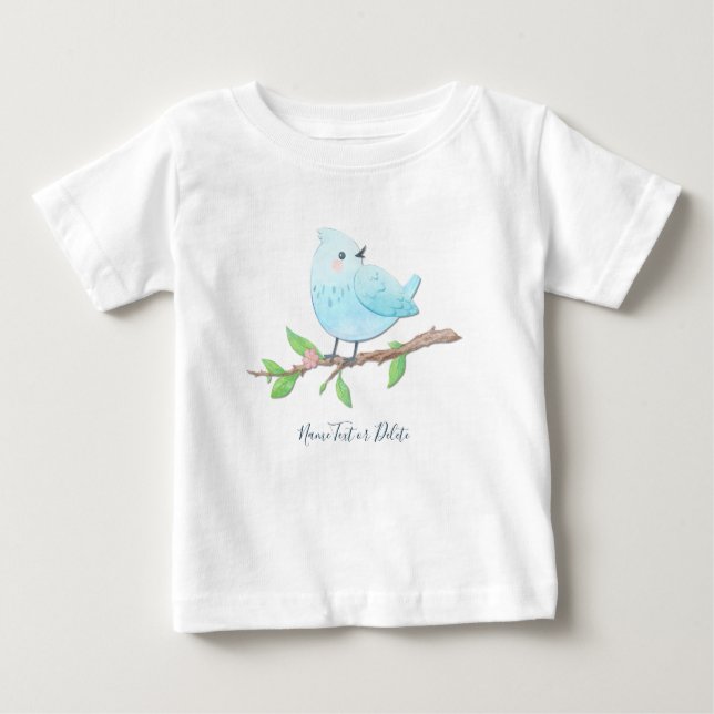 Blå fågel baby t-shirt (Framsida)
