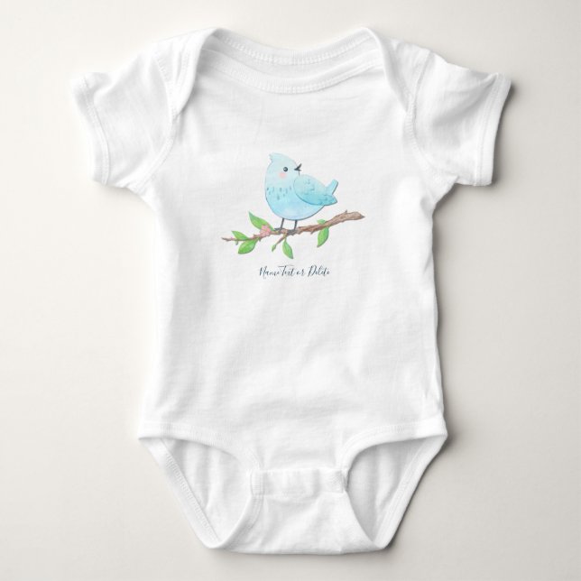 Blå Fågel Babyblus T Shirt (Framsida)