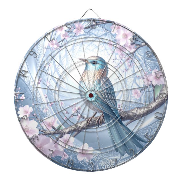 Blå Fågel Blommig Dartboard Darttavla (Framsidan)
