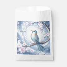 Blå Fågel Blommiga Förmånspåsar