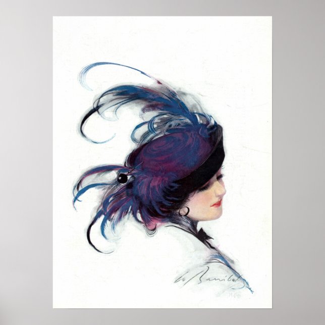 Blå fågel dam, William Barribal Poster (Framsidan)