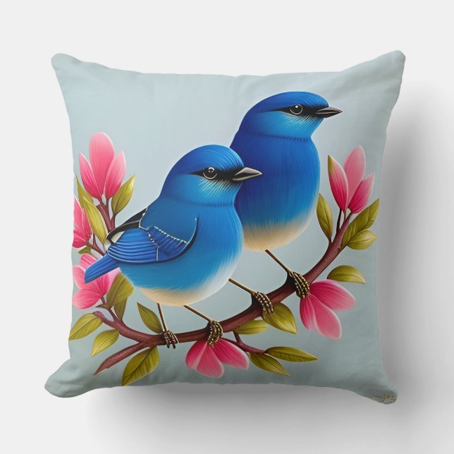 🌿✨ Blå Fågel Dukkudde Mysigt Hem Inredning 🐦 Kudde (Framsida)