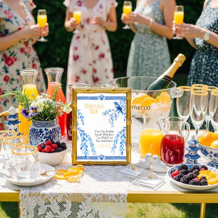Blå fågel elegant Mimosa Barskylt Inbjudningar