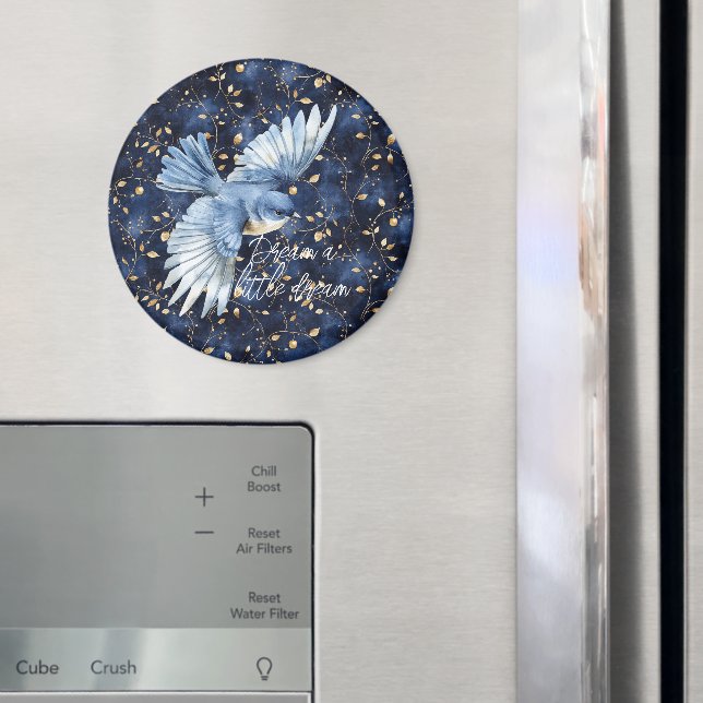 Blå Fågel Guld Löv Dröm Magnet (In Situ (Fridge))