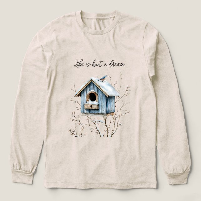 Blå Fågel Hus T Shirt (Design framsida)