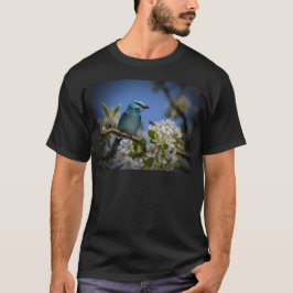 Blå Fågel i Blomning Tee Shirt