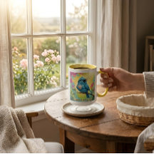 Blå Fågel Kaffe Mugg Citat