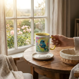 Blå Fågel Kaffe Mugg Citat