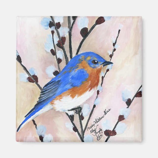 blå fågel magnet (Framsidan)