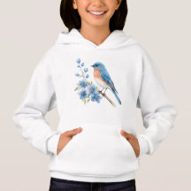 Blå fågel med blå blommor