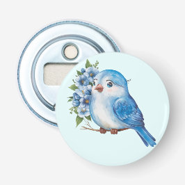 Blå fågel med blommor flasköppnare