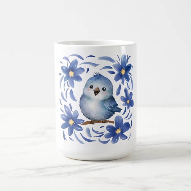 Blå Fågel med blommor Kaffemugg (Center)