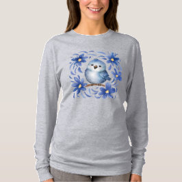 Blå Fågel med blommor T Shirt