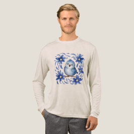 Blå Fågel med blommor T Shirt