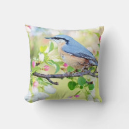 Blå fågel- och äppelBlommar Kudde